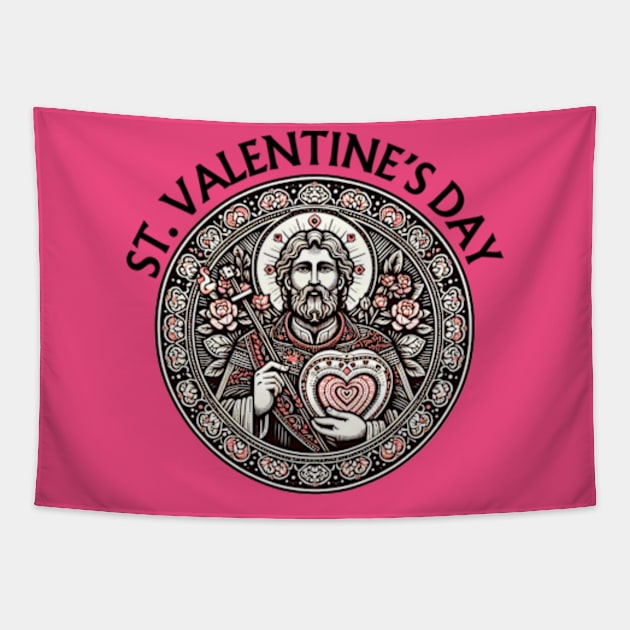 Saint Valentine's Day February 14 Tapestry by Desert Owl Designs