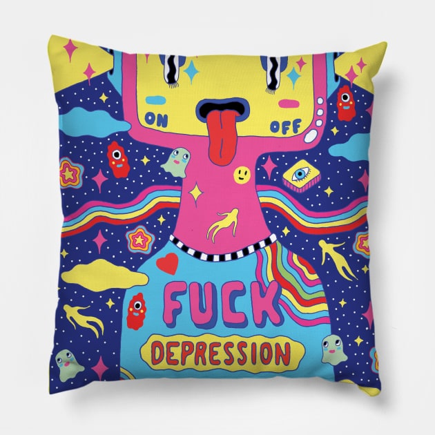 FUCK DEPRESSION Pillow by saif
