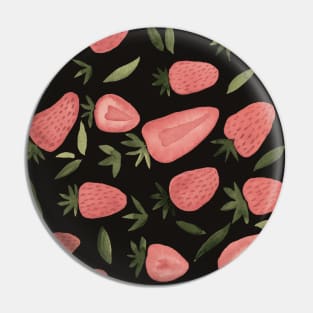 Watercolors strawberries - dusty pink on dark background Pin