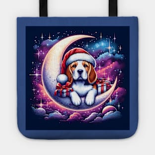 Beagle Dog On The Moon Christmas Tote