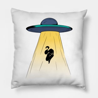 UFO Person Silhouette Pillow