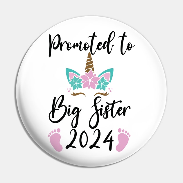 Promoted to big sister 2024 with unicorn for new baby Pin by AWESOME ART