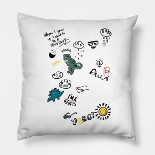 hand drawn cute dinosaur Pillow