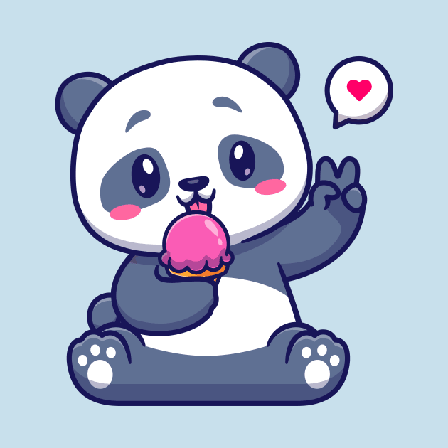 Cute Panda Eating Ice Cream Cartoon by Catalyst Labs