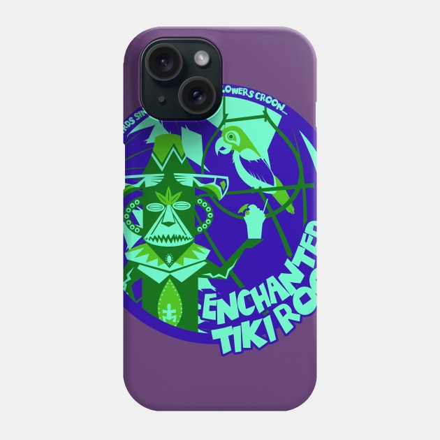 Enchanted Tiki Room (Blues and greens) Phone Case by brodiehbrockie