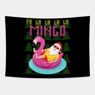 Falalala mingo - Flamingo Summer Santa Tapestry