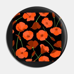 California Poppies in bright orange on black Pin