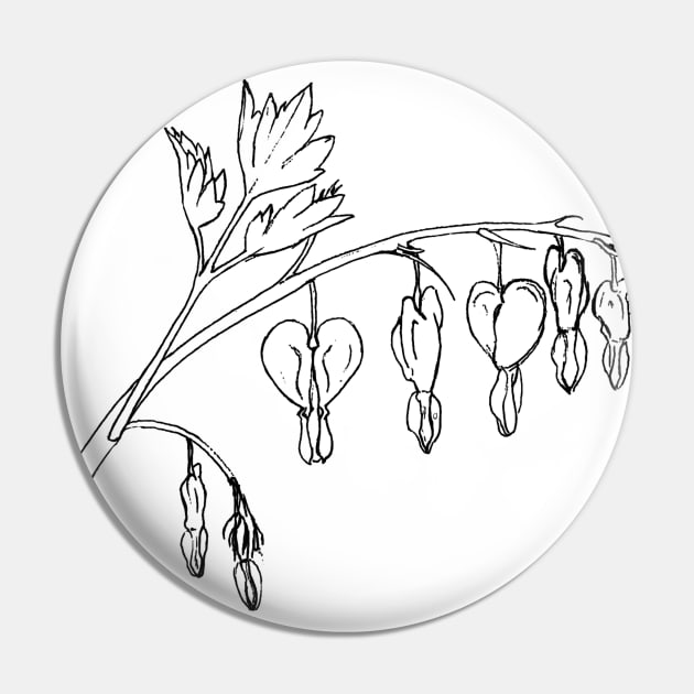 Bleeding Hearts Botanical Drawing Pin by EmilyBickell