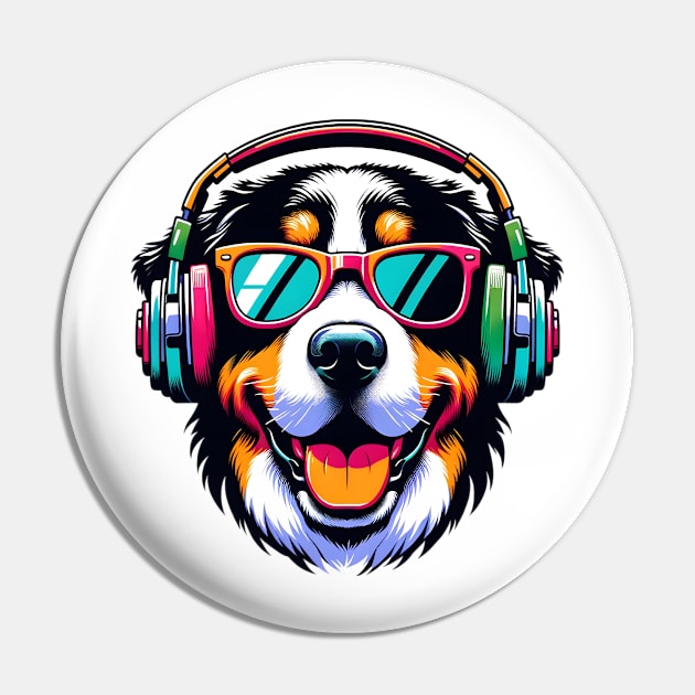 Estrela Mountain Dog Smiling DJ with Dynamic Tunes Pin by ArtRUs