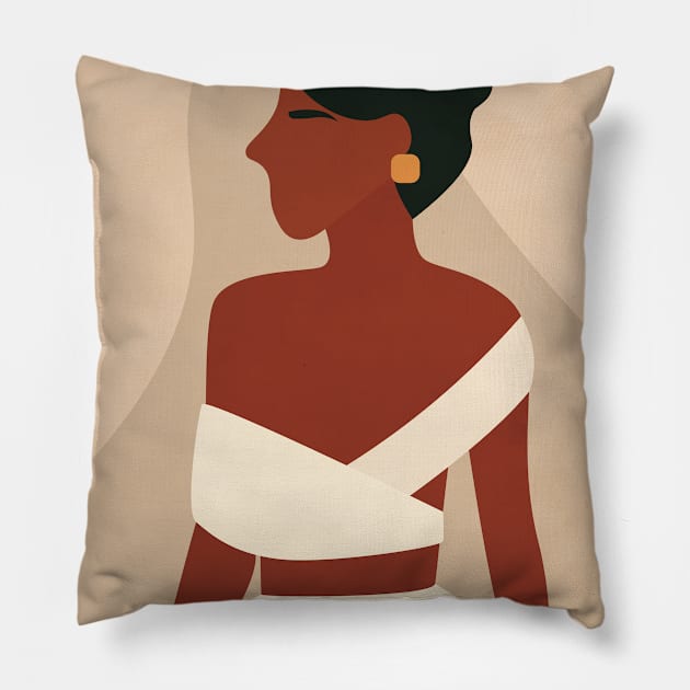 Woman Back, Dress, Boho, Fashion Print 1 Pillow by Colorable