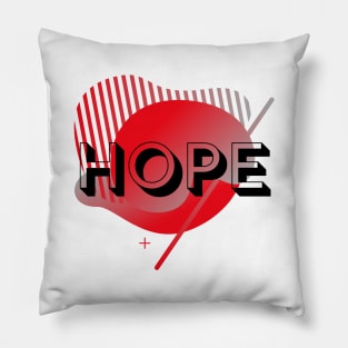 Hope - Red and Gray Graphic Design Pillow