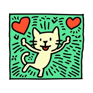 Funny Keith Haring, cat lover T-Shirt