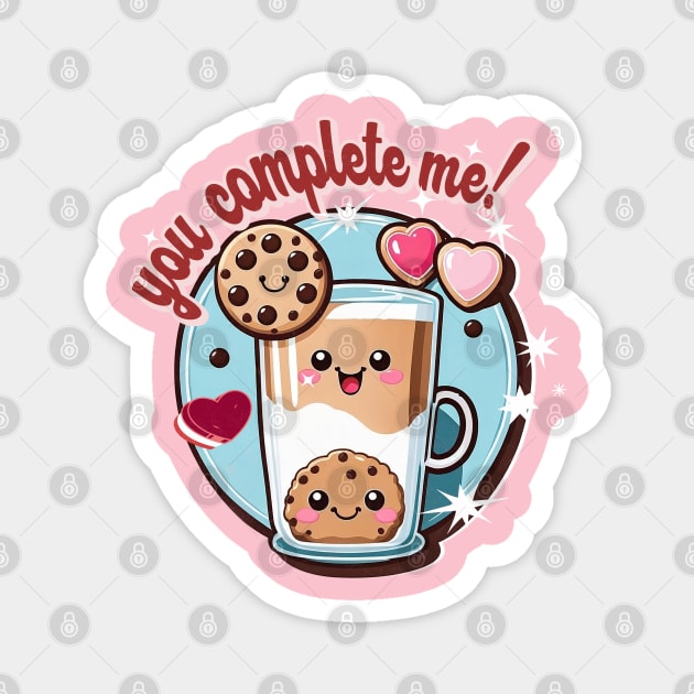 Cookie And Milk Love Kawaii Happy Cartoon Valentines Day Magnet by alcoshirts