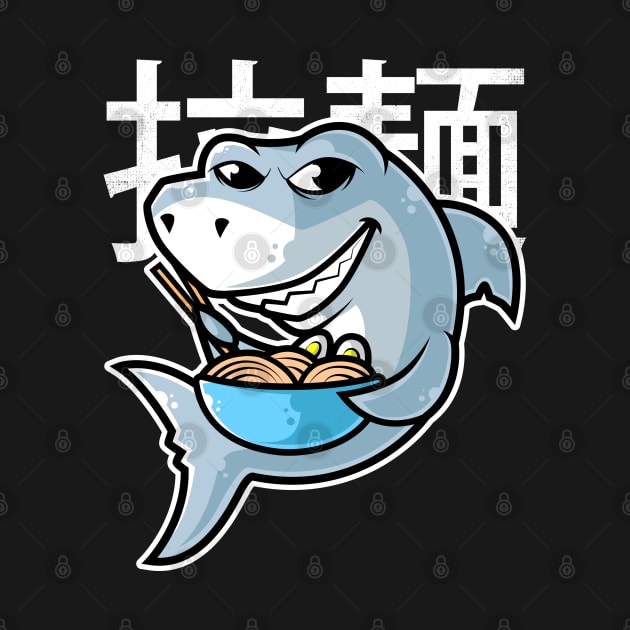 Shark Ramen Bowl Kawaii Neko Anime Japanese Noodles design by theodoros20