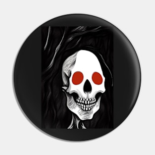 LAUGHING RED EYED SPOOKY HALLOWEEN SKULL Pin