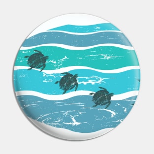 Lispe Sea Turtles on Distressed Waves Pin