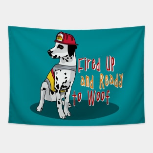 Fire Dog Spotty: Fired Up and Ready to Woof Tapestry