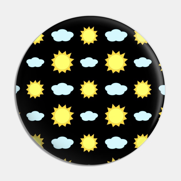 Sun and Clouds Pattern in Black Pin by Kelly Gigi