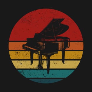 Pianist Retro Sunset Piano Keyboard Player Teacher T-Shirt