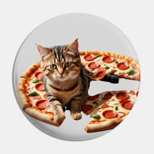 Food Lover Foodie Pizza Funny Kitten Cat Pin