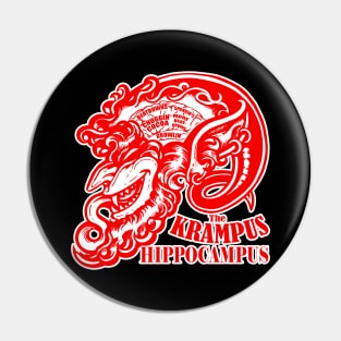 The Krampus Brain - Krampus Hippocampus Red Design, White Outlined Version Pin