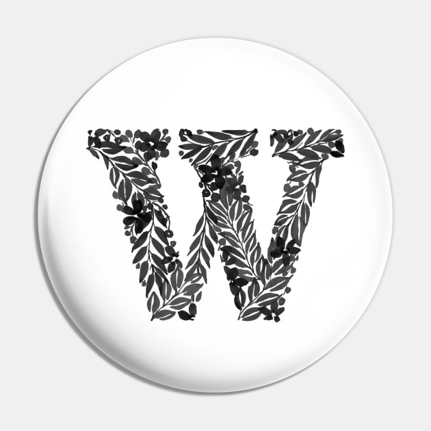 Monogram "W" in black Pin by racheldwilliams