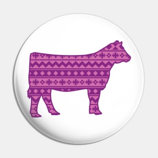 Farm Girl Show Heifer with Pink Southwest Pattern Pin