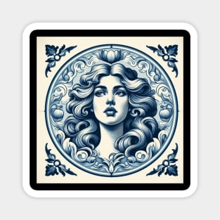 Delft Tile With Woman Face No.2 Magnet