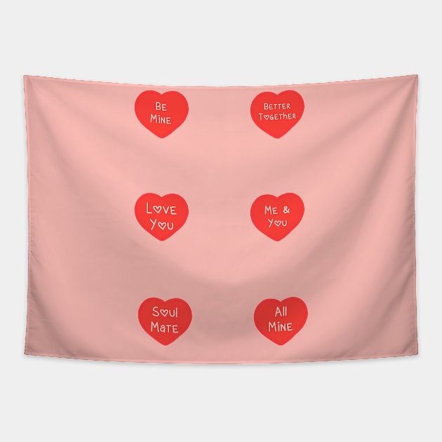 Aesthetic Cute Valentines Heart Day Love Quotes Pack Pattern Tapestry by Artmmey