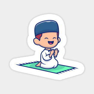 Cute boy moslem sitting and praying Magnet