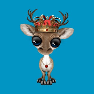 Cute Baby Reindeer Wearing Crown T-Shirt