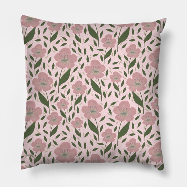 Flourish floral pattern Pillow by Happy Mouse Studio