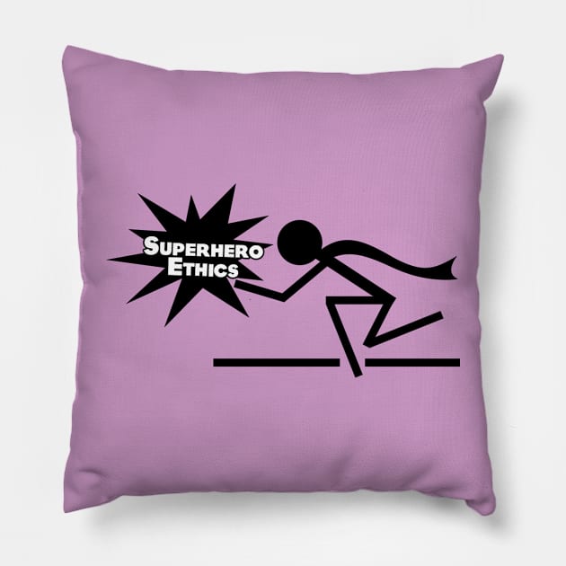 Superhero Ethics - Black on Light Pillow by SuperheroEthics