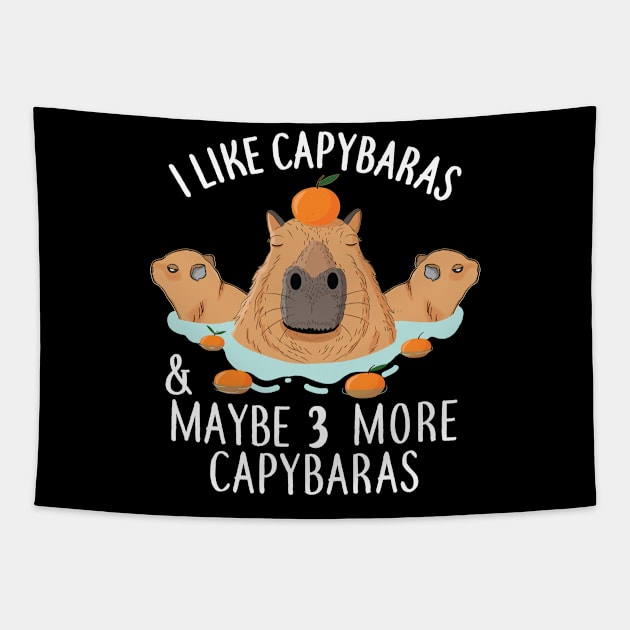 I like Capybaras and maybe 3 people Funny Baby Capybara Tapestry by alltheprints