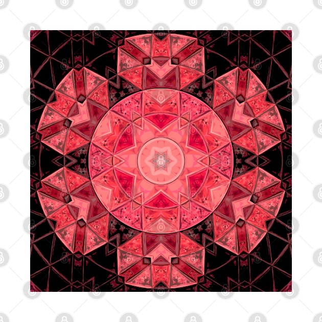 Mosaic Mandala Flower Pink and Black by WormholeOrbital