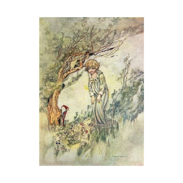 Bridget and Gnome by Charles Robinson by vintage-art