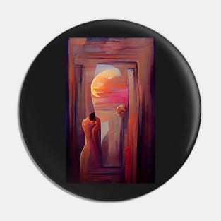 Looking Glass Sunset Surreal Art Pin