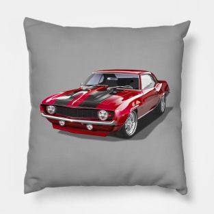 Chevy Camaro Muscle Car 1969 Red Pillow