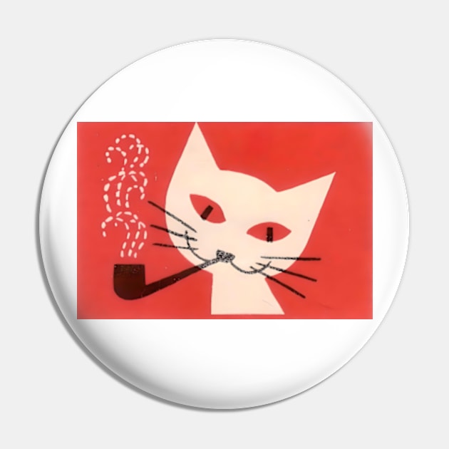 Cat with a Pipe - 1960s Czechoslovakian Matchbook Pin by Desert Owl Designs