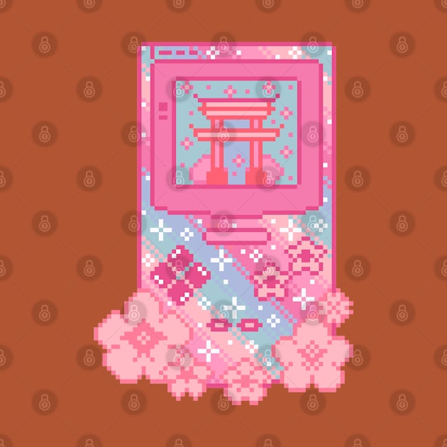 Cherry Blossom Handheld Pixel Art by AlleenasPixels