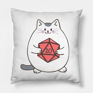 Fat Cat with Polyhedral D20 Dice Pillow