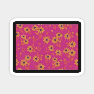 The cute flower pattern in pink and yellow, orange and blue colours Magnet