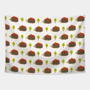 Hedgehogs and Red Apples Tapestry