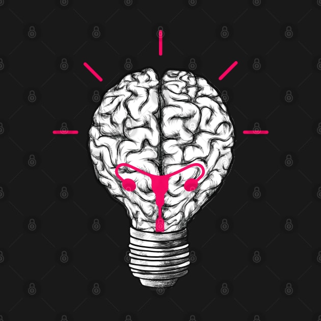 Light bulb brain, female crative idea, female power, pink by Collagedream