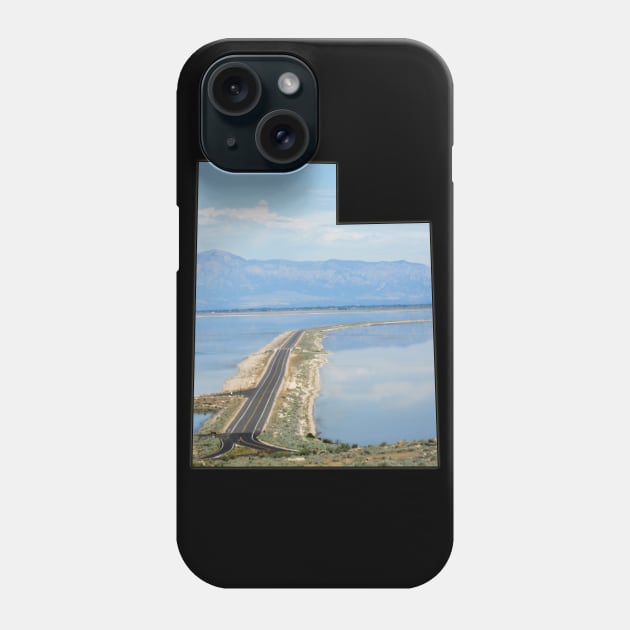 Utah State Outline - Antelope Island Causeway in the Great Salt Lake Phone Case by gorff