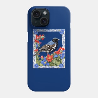 A Lark Bunting Surrounded by Colorado Blue Columbine Border Cut Out Phone Case