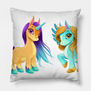 Baby unicorn and pegasus with cute eyes. Pillow