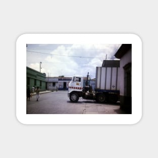 US articulated lorry in Guatemala City summer 1991 Magnet