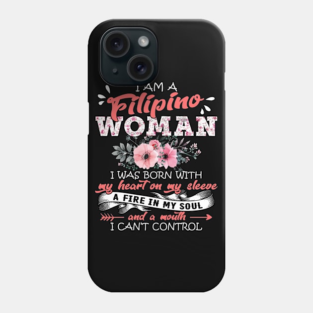 Filipino Woman I Was Born With My Heart on My Sleeve Floral Philippines Flowers Graphic Phone Case by Kens Shop