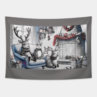 Reindeer and bunnies Tapestry